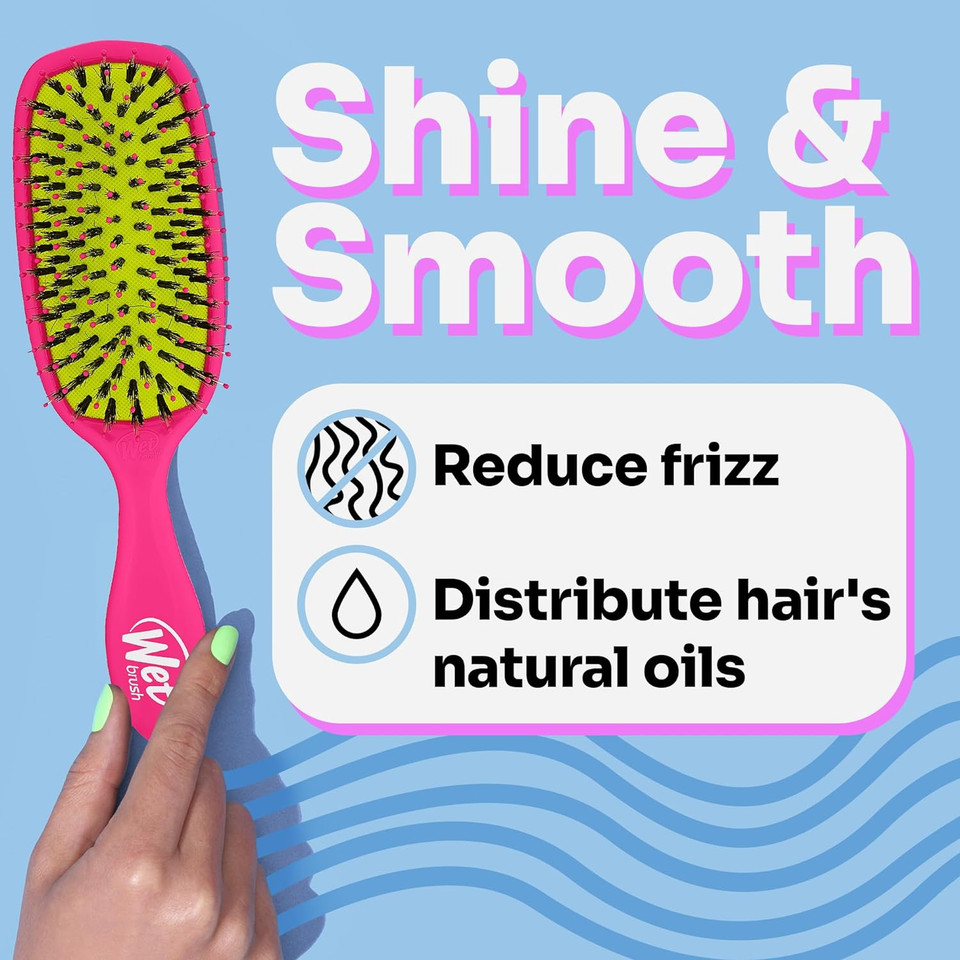 Wet Brush Shine Enhancer Hair Brush  Pink - Exclusive Ultra-soft IntelliFlex Bristles - Natural Boar Bristles Leave Hair Shiny And Smooth For All Hair Types - For Women, Men, Wet And Dry HairPink