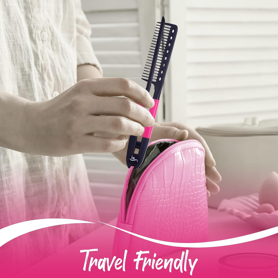 Herstyler Straightening Comb For Hair - Flat Iron Comb For Great Tresses With A Firm Grip (Pink)Pink