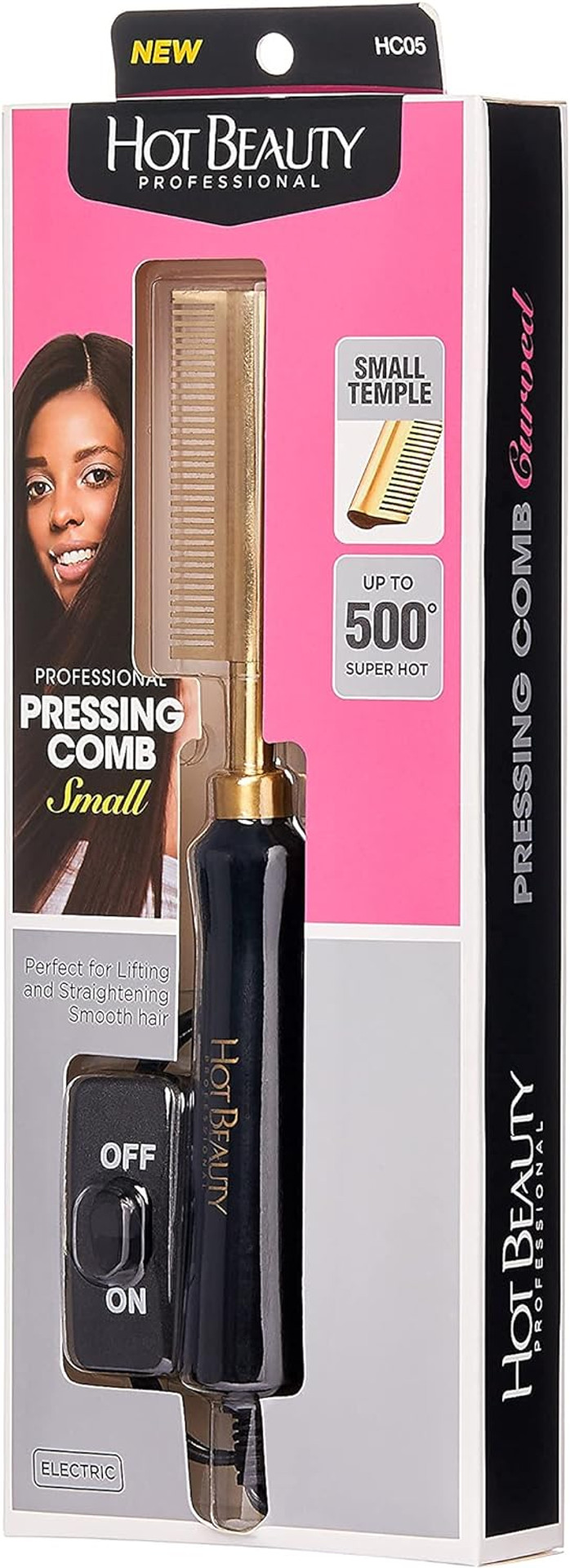 Hot Beauty Professional Electric Pressing Comb, Hot Comb Hair Straightener (Small Size Teeth)