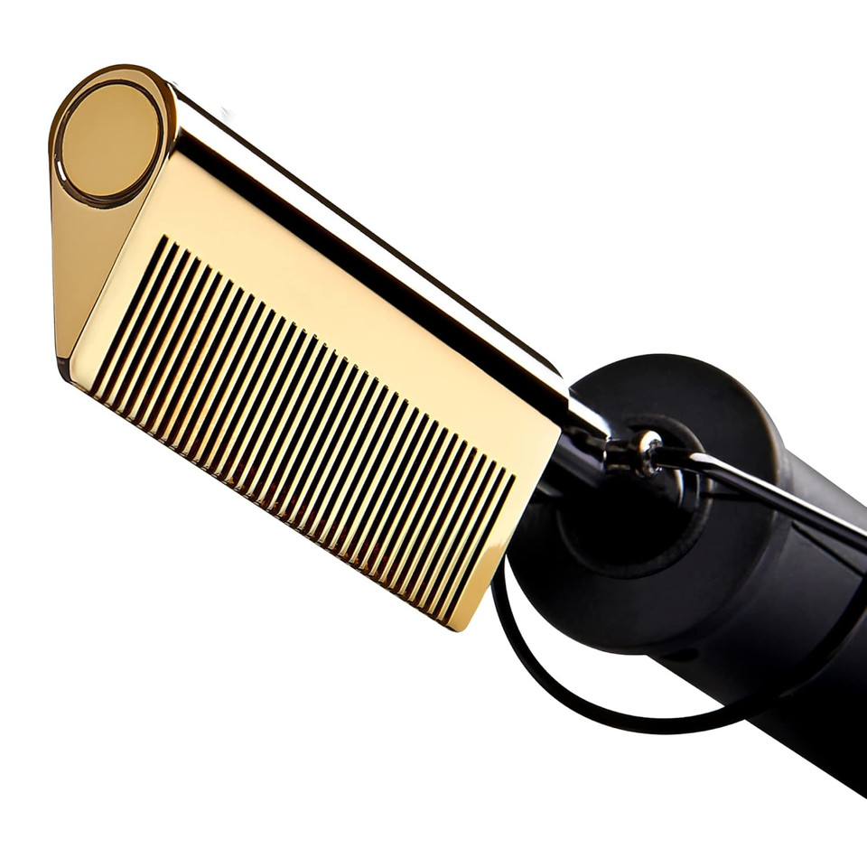 Red By Kiss Hot Comb Hair Straightener 450 Degrees, Curved Electric Heating Comb, Pressing Comb Brush For Straightening Hair And Beard, Curling Iron For Natural Black Hair