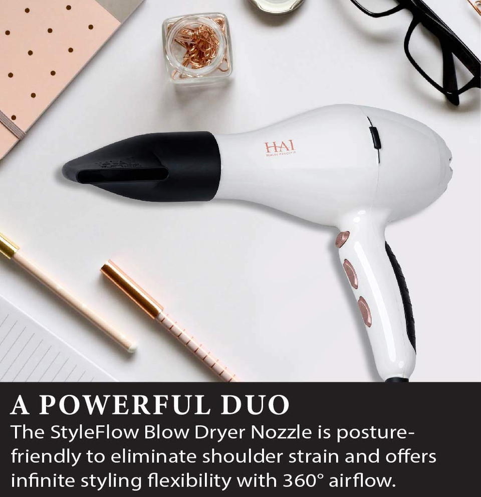 Air Lux Hair Dryer With Styleflow Nozzle By Hai - Professional Lightweight Ergonomic Blow Dryer With Patented Styleflow Nozzle For Styling Comfortair Lux Hair Dryer