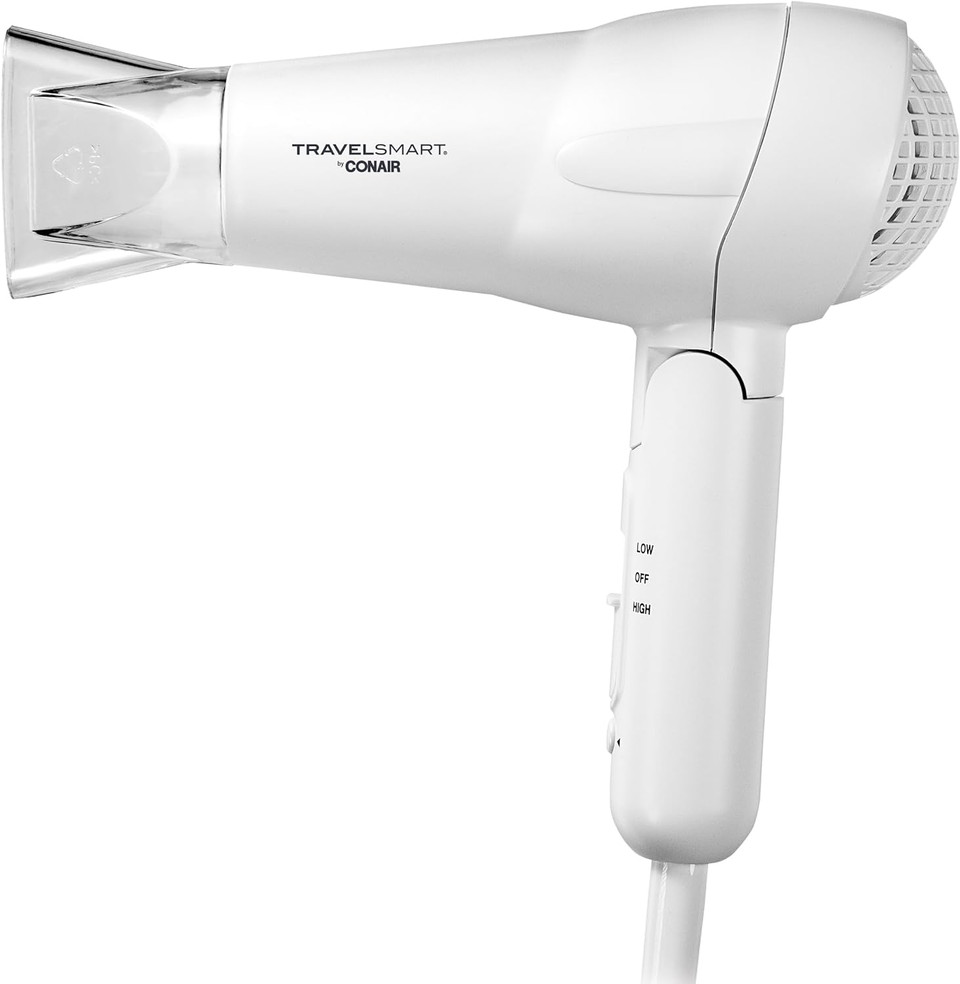 Conair Travel Hair Dryer, Mini Hair Dryer, 1200-Watt Ceramic Travel Blow Dryer In White By Travel Smart, White Conair Travel Hair Dryer, Mini Hair Dryer, 1200-Watt Ceramic Travel Blow Dryer In White By Travel Smart, White