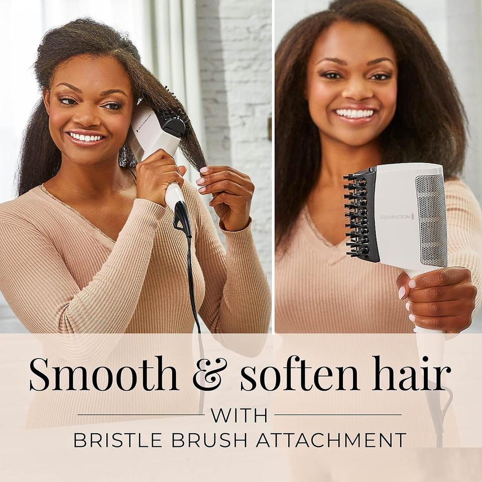 Remington Shea Soft Hair Dryer For Smooth And Silky Hair For Women, Diffuser Attachment & Hot Comb, 6 Speed/Heat Control Settings, Ivory