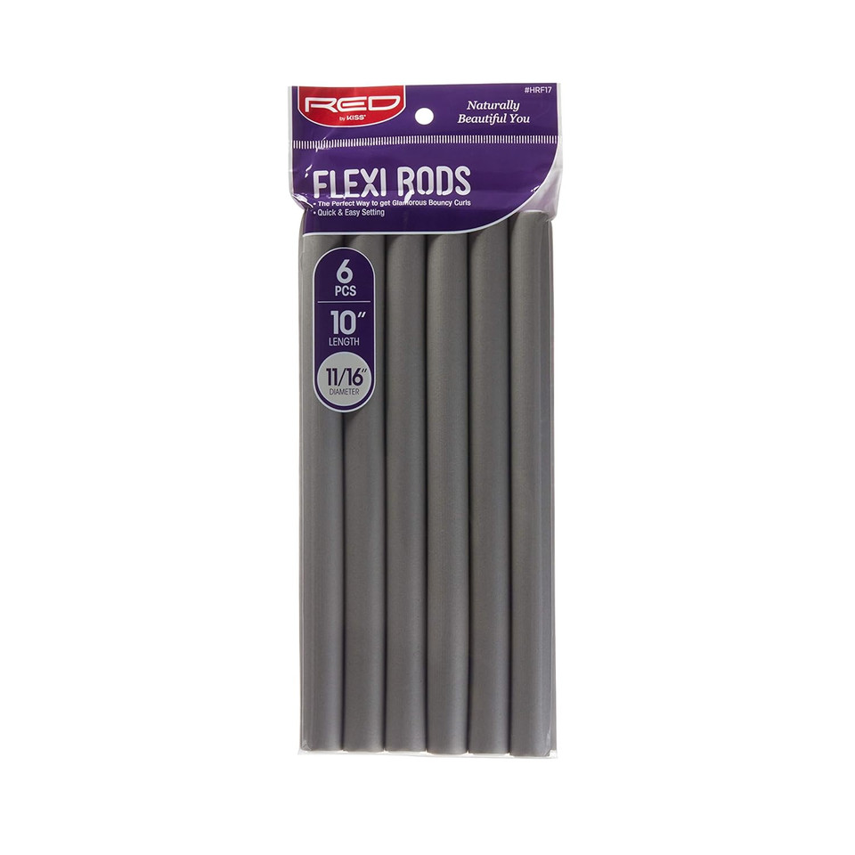 Red By Kiss Flexi Rods - Heatless Hair Curler For 90S Glamorous Bouncy Curls Beach Waves, No Slips, Sleep Styler (10" Length, 11/16" Diameter)
