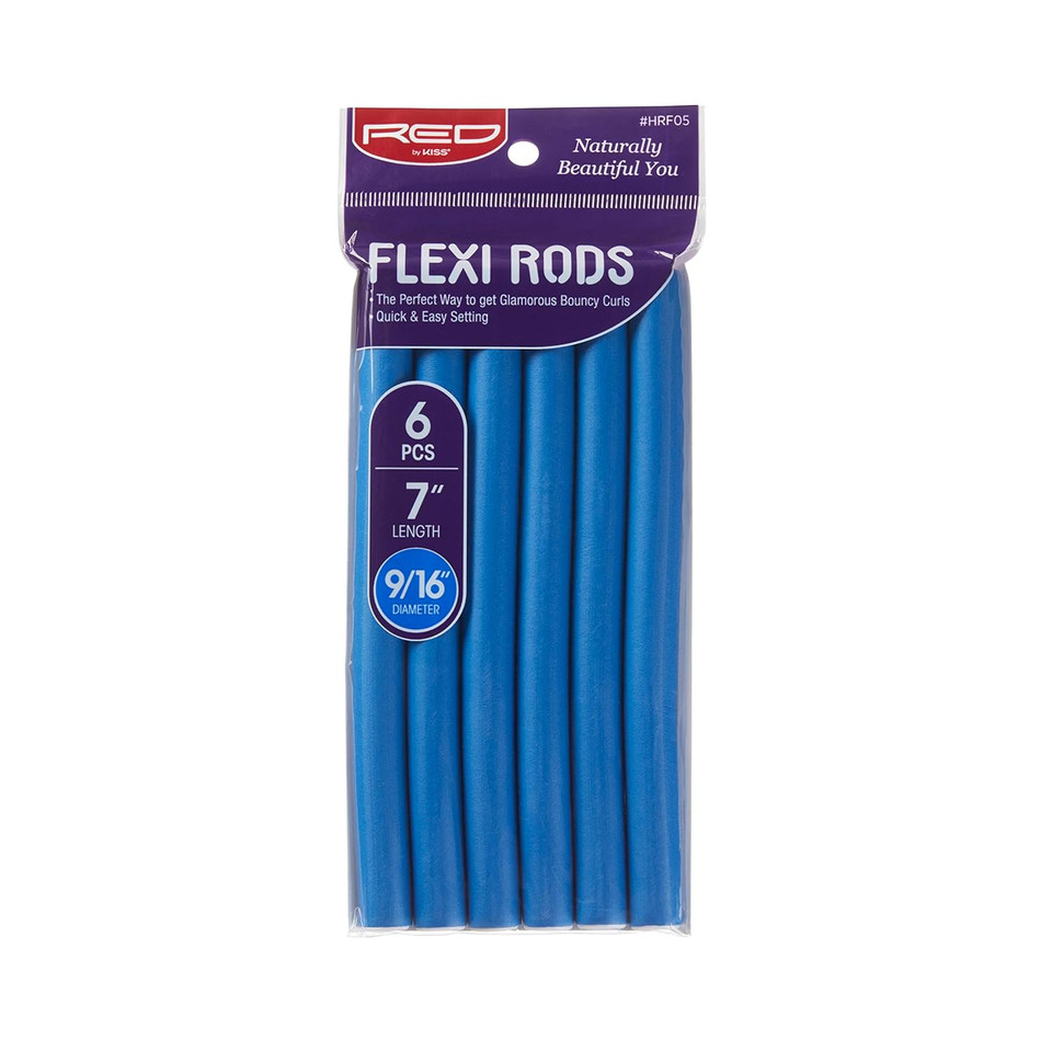 Red By Kiss Flexi Rods - Heatless Hair Curler For 90S Glamorous Bouncy Curls Beach Waves, No Slips, Sleep Styler (7" Length, 9/16" Diameter)