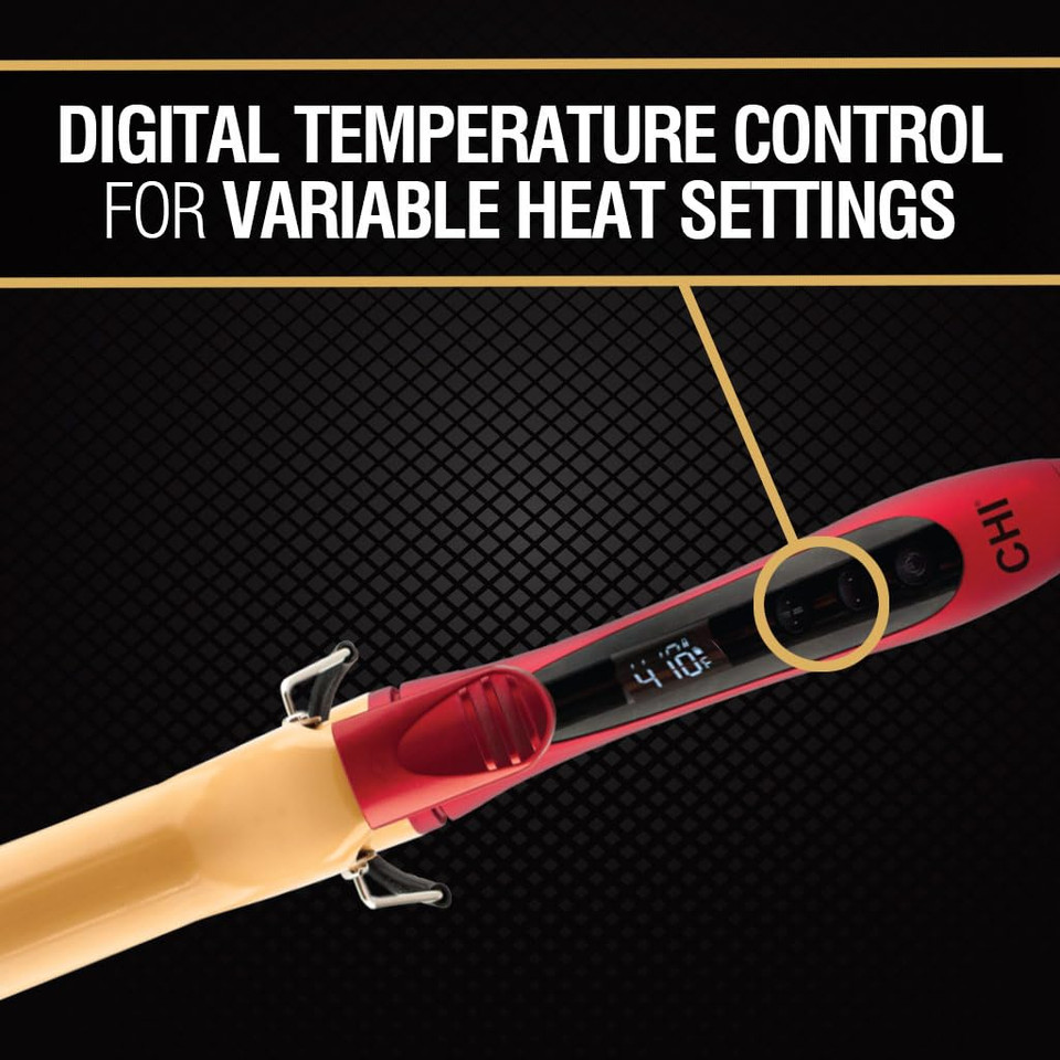 Chi Air Ca1038 Texture Tourmaline Ceramic Curling Iron 1 1/2 Inch, Fire Red