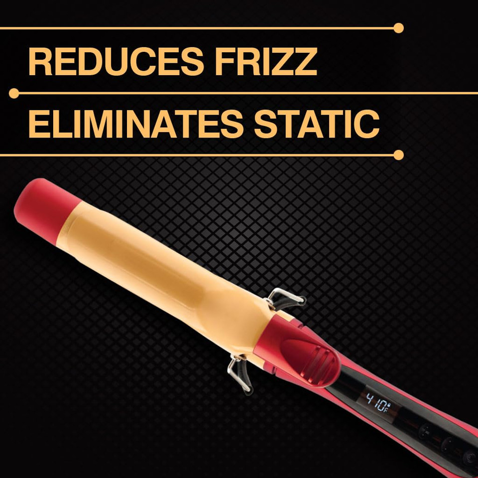 Chi Air Ca1038 Texture Tourmaline Ceramic Curling Iron 1 1/2 Inch, Fire Red