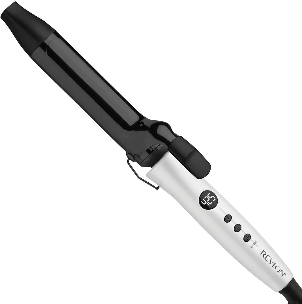 Revlon Crystal C + Ceramic Hair Curling Iron | Long-Lasting Shine And Less Frizz, (1-1/4 In)White And Black1-1/4 Inch Barrel