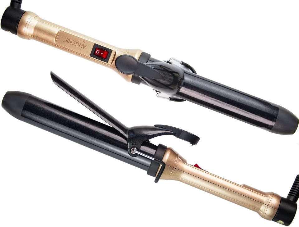 Angenil Curling Iron Wand Tourmaline Ceramic Hair Curlers 1 1/4 Inch, Dual Voltage/Fast Heat-Up/Suitable For All Hair Types, One-Step Styling Tool