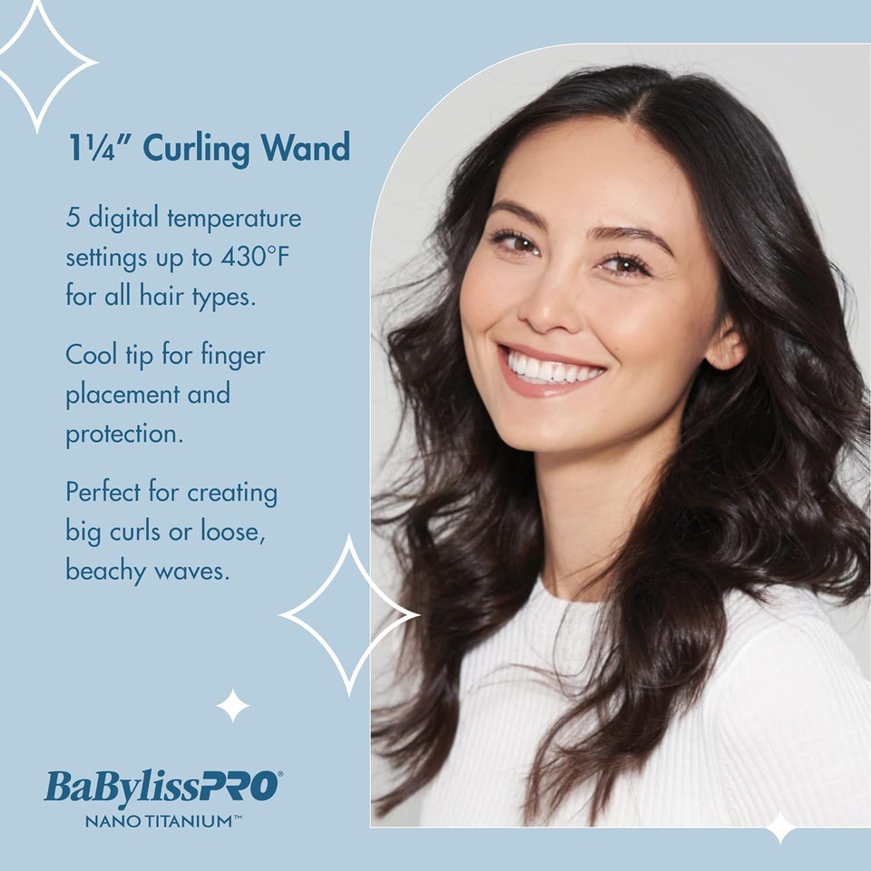 Babylisspro Nano Titanium Curling Wand, Professional Hair Wand Curling Iron For Long Lasting Curls, Creates The Perfect Curls For All Hair Types