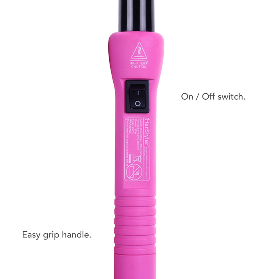 Herstyler Grande Ceramic Curling Iron - 1 Inch Hair Curling Wand For Long Short Hair - One Inch Dual Voltage Curling Iron - Wand Curling Iron With Negative Ions (Pink)Pink