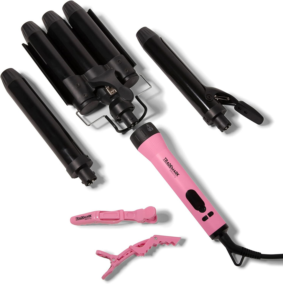 Trademark Beauty Mood Interchangeable Iron Styling Kit, 3 In 1 Curling Iron, Hair Waver, And Curling Wand, Adjustable Temperature Hair Styling Tool, 1.25 Inch Barrel, 32Mm1.25 Inch