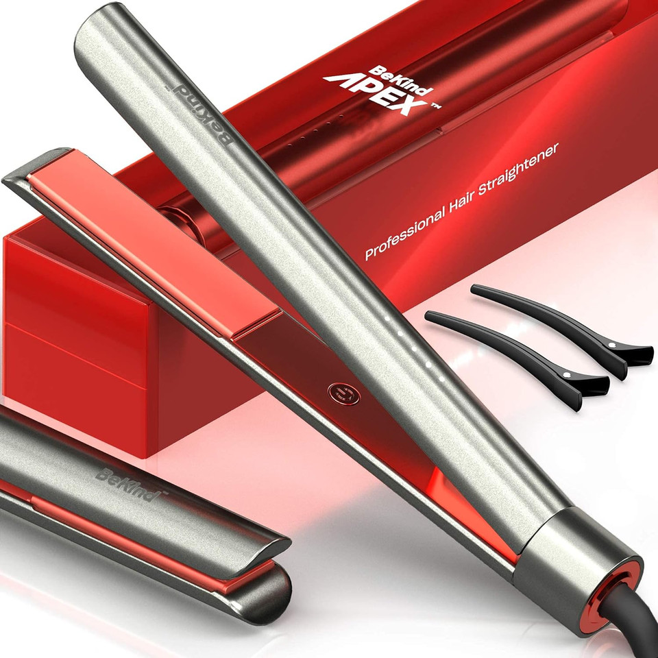 Bekind Apex 2-In-1 Hair Straightener Flat Iron | 1 450°F Straightener And Curler For All Hairstyles | Ultrasmooth Tech | 15S Fast Heating & Temp Memory | 30-In-1 Gift Set For Girls Wome (Galaxy Gray)Galaxy Gray