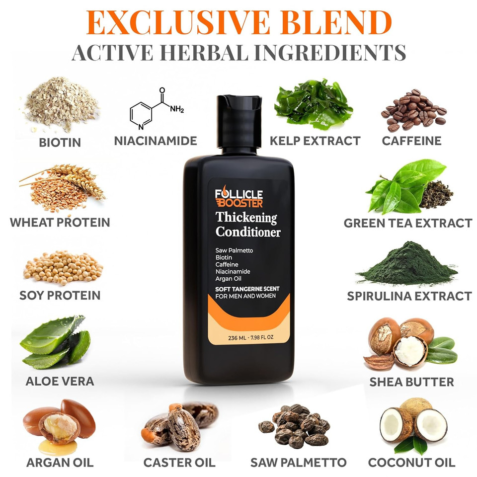Biotin Hair Growth Conditioner For Men And Women - Treatment For Thinning Hair And Hair Loss With Natural And Vegan Dht Blockers - Caffeine, Saw Palmetto, Niacin, Zinc - Cruelty And Paraben Free