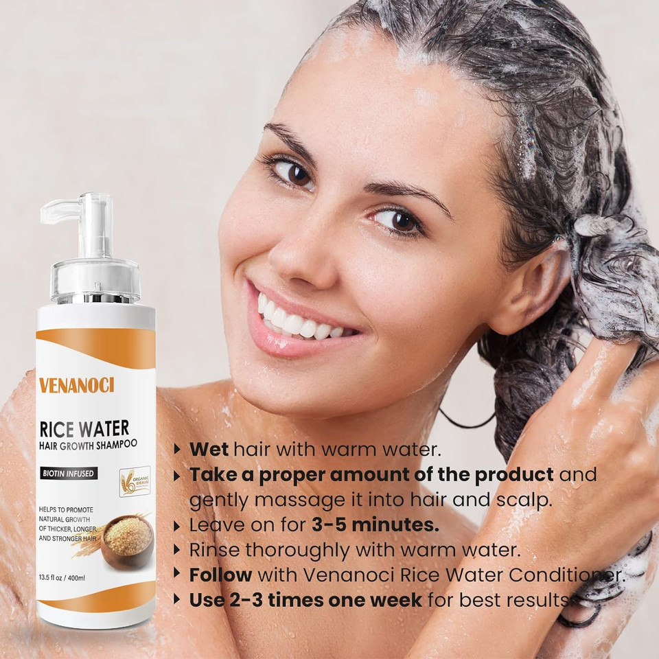 Rice Water For Hair Growth Shampoo Thinning And Loss Women, Rosemary Oil & Biotin Growth, Anti Regrowth Men, All Types
