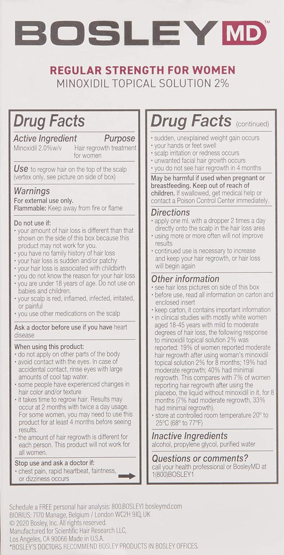 Bosleymd Men'S & Women'S Hair Re-Growth Treatment, 2%-5% Minoxidil Topical Solution