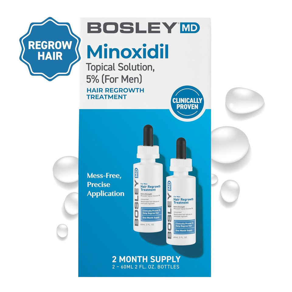 Bosleymd Men'S & Women'S Hair Re-Growth Treatment, 2%-5% Minoxidil Topical Solution