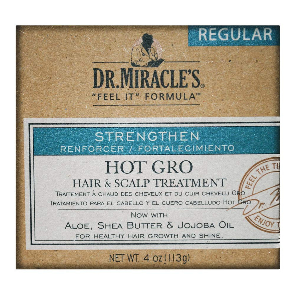 Dr. Miracle'S Hot Gro Hair And Scalp Treatment - For Healthy Hair Growth & Shine, Contains Aloe, Shea Butter, & Jojoba Oil, Strengthens, Moisturizes & Conditions, 4 Oz