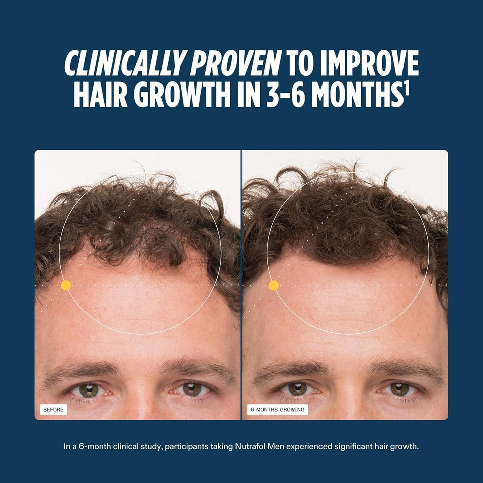 Nutrafol Men'S Hair Growth Supplements, Clinically Tested For Visibly Thicker Hair And Scalp Coverage, Dermatologist Recommended - 1 Month Supply