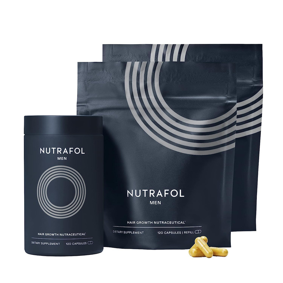 Nutrafol Men'S Hair Growth Supplements, Clinically Tested For Visibly Thicker Hair And Scalp Coverage, Dermatologist Recommended - 3 Month Supply, Pack Of 3
