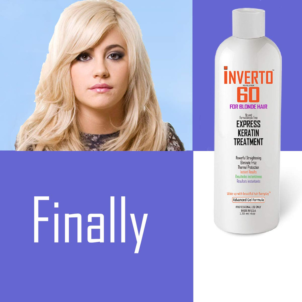 Keratin Treatment For Blonde Hair Inverto 60 Brazilian Keratin Express Blowout Treatment Specifically Designed For Blonde And Light Colored Hair Formaldehyde Free By Inverto Revolution (2X120Ml)