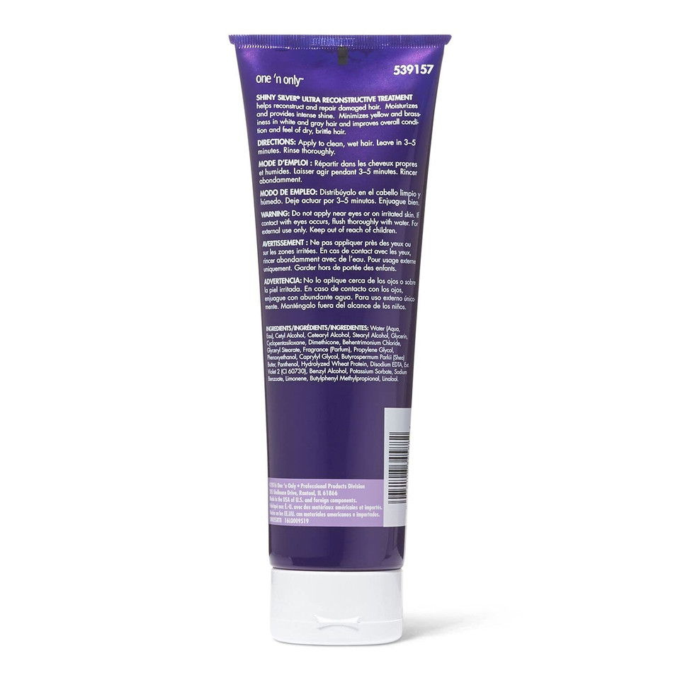 One 'N Only Shiny Silver Ultra Reconstructive Treatment, Helps Reconstruct And Repair Damaged Hair, Moisturizes And Provides Intense Shine, Revitalizes Blonde And Highlighted Hair, 8.5 Ounces