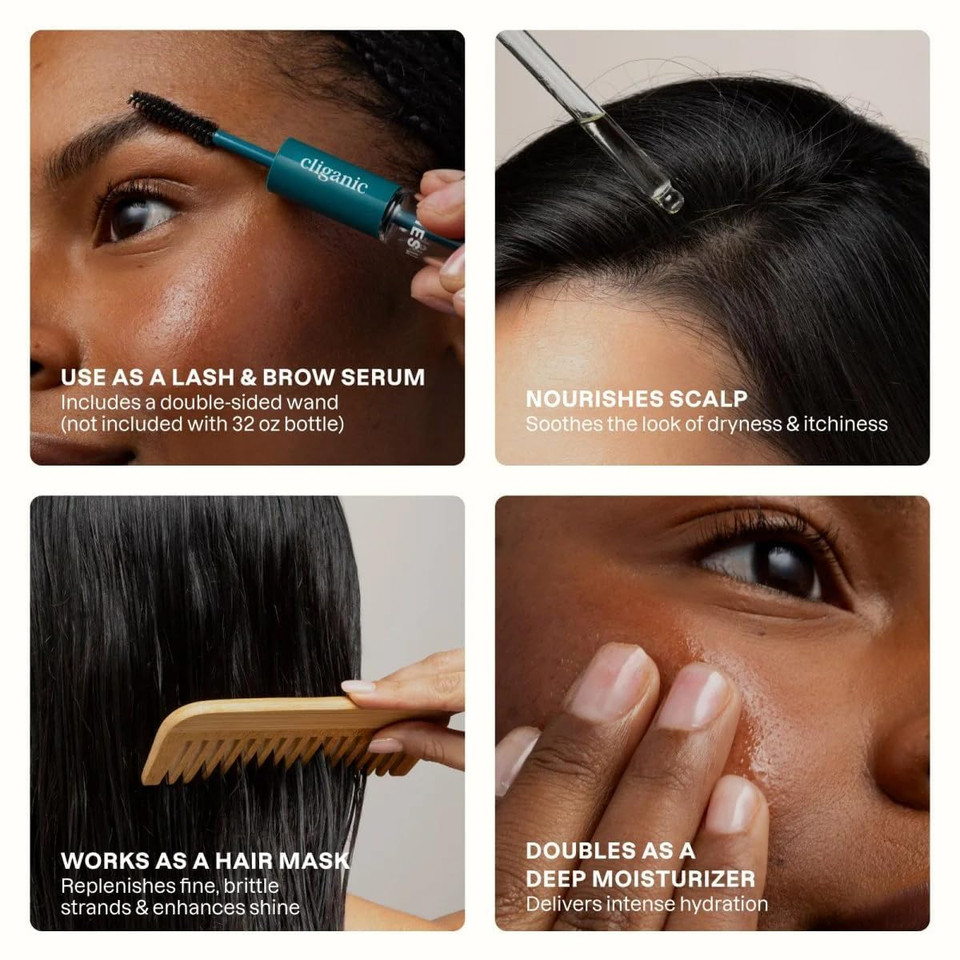 Cliganic Usda Organic Castor Oil, 100% Pure (16Oz With Eyelash Kit) - For Eyelashes, Eyebrows, Hair & Skin | Bulk, Natural Cold Pressed Unrefined Hexane-Free | Diy Carrier Oil