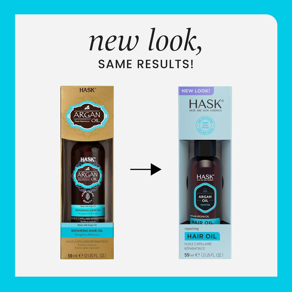 Hask Argan Repairing Hair Oil Shine Hair Oil For All Hair Types, Vegan, Color Safe, Gluten-Free, Sulfate-Free, Paraben-Free - 2 Oz