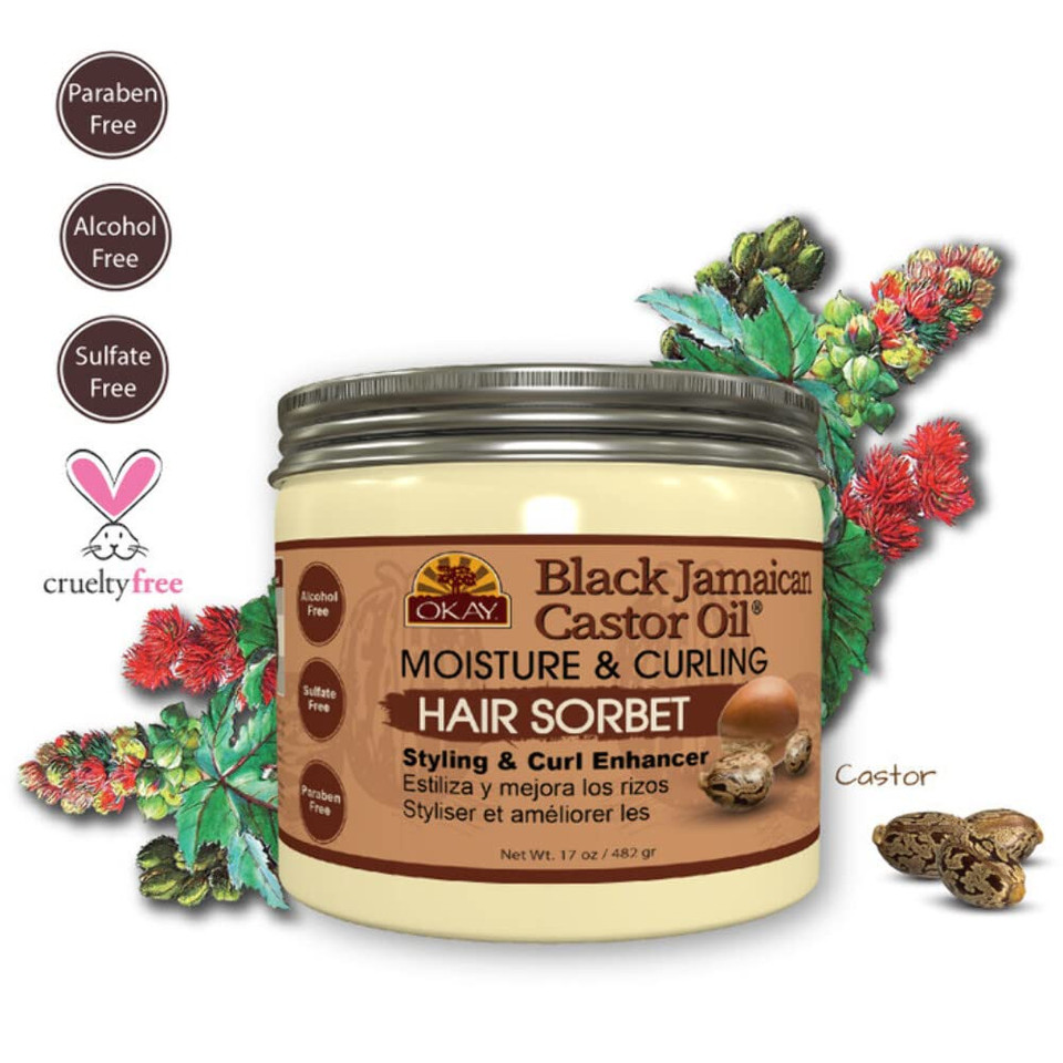 Okay Black Jamiacan Castor Oil Moisture And Curling Hair Sorbet 17.Oz / 482 Gr1.06 Pound (Pack Of 1)