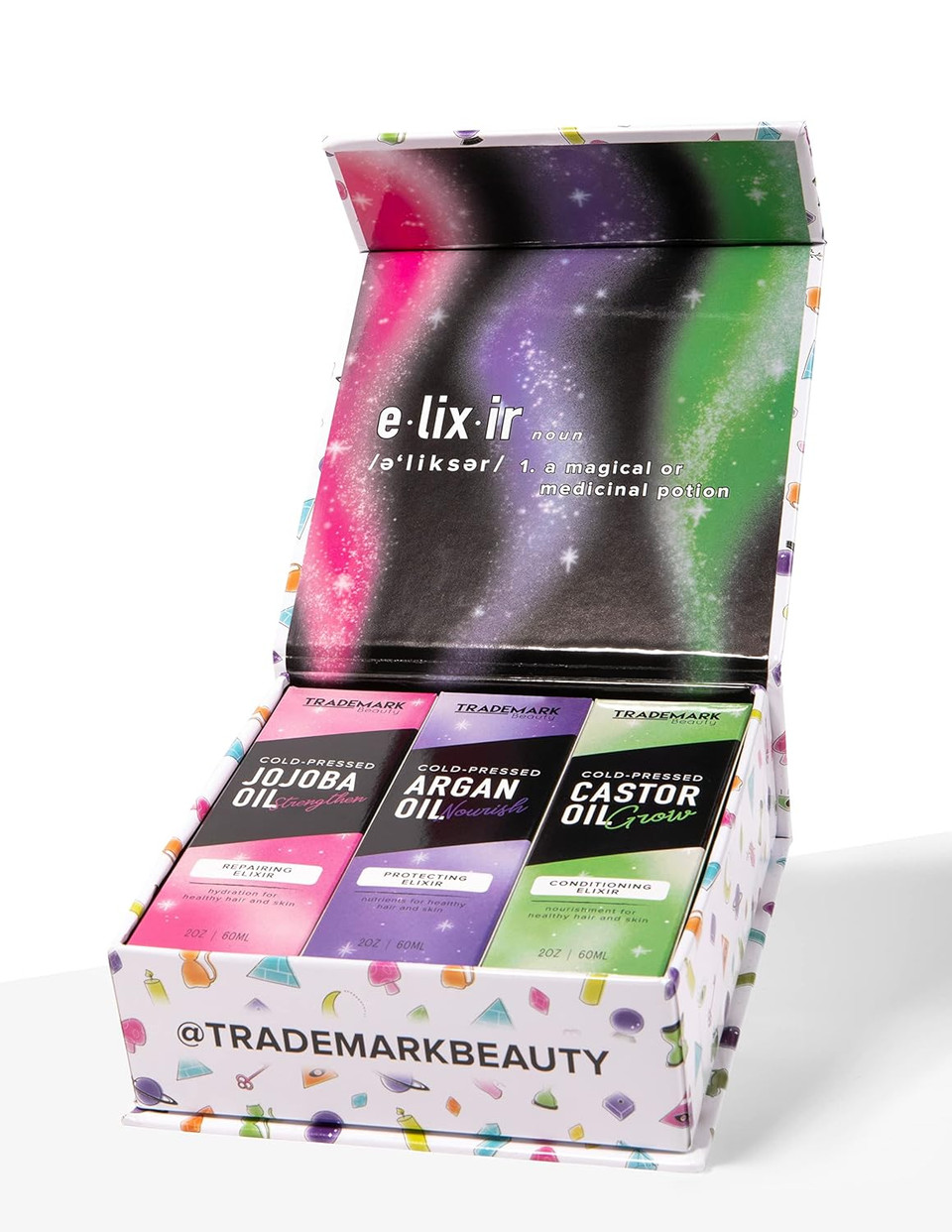 Trademark Beauty Daily Elixirs Hair And Skin Trio, Includes Castor Oil, Argan Oil, And Jojoba Oil To Promote Hair Growth And Skin Care, 100% Pure Natural Cold Pressed Oil, 3 Pack Bundle (60 Ml Each)Hair & Skin Trio