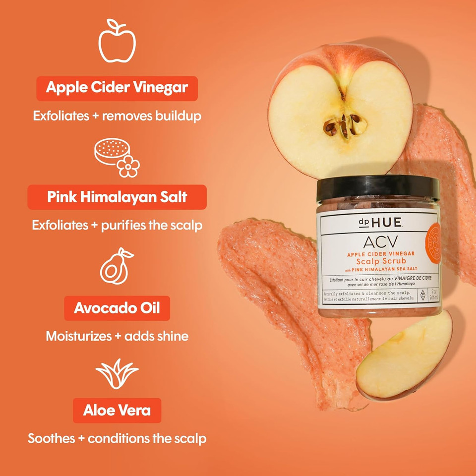 Dphue Apple Cider Vinegar Scalp Scrub With Pink Himalayan Sea Salt, 9 Oz - Natural Exfoliating Scrub & Dry Scalp Treatment - Aloe Vera & Avocado Oil - Gluten Free, Vegan Dphue Apple Cider Vinegar Scalp Scrub With Pink Himalayan Sea Salt, 9 Oz - Natural Exfoliating Scrub & Dry Scalp Treatment - Aloe Vera & Avocado Oil - Gluten Free, Vegan
