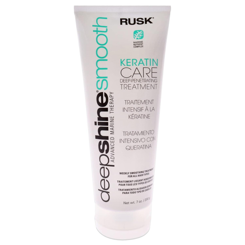 Rusk Deepshine Smooth Keratin Care Deep-Penetrating Treatment, 7 Oz, Sodium-Chloride-Free, Color-Safe, Deep Penetrating Restructuring Treatment, Delivers Surface-Smoothing Conditioning