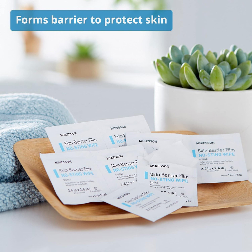 Mckesson Skin Barrier Film, Sterile, No Sting Body Wipe, Individual Packet, 25 Wipes, 100 Packs, 2500 Total