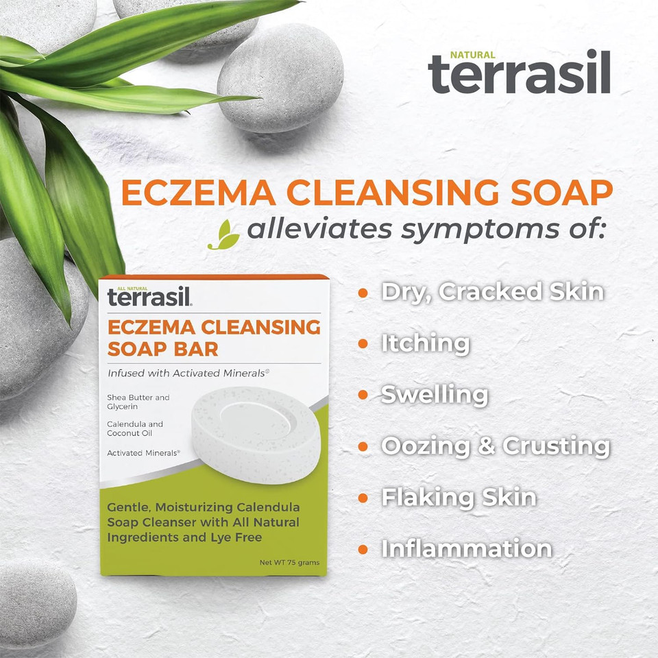 Terrasil Eczema Natural Soap Bar, With Calendula & Natural Ingredients, Body Soap For Adults And Kids, 75Gm Bar