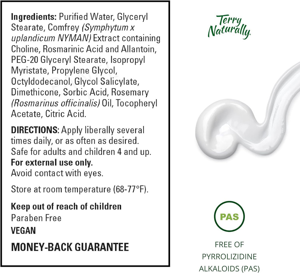 Terry Naturally Traumaplant Comfrey Cream - 3.53 Oz (100 G) - Non-Staining Topical Botanical, Free Of Toxic Pyrrolizidine Alkaloids (Pas) & Parabens - For External Use Only3.53 Ounce (Pack Of 1)