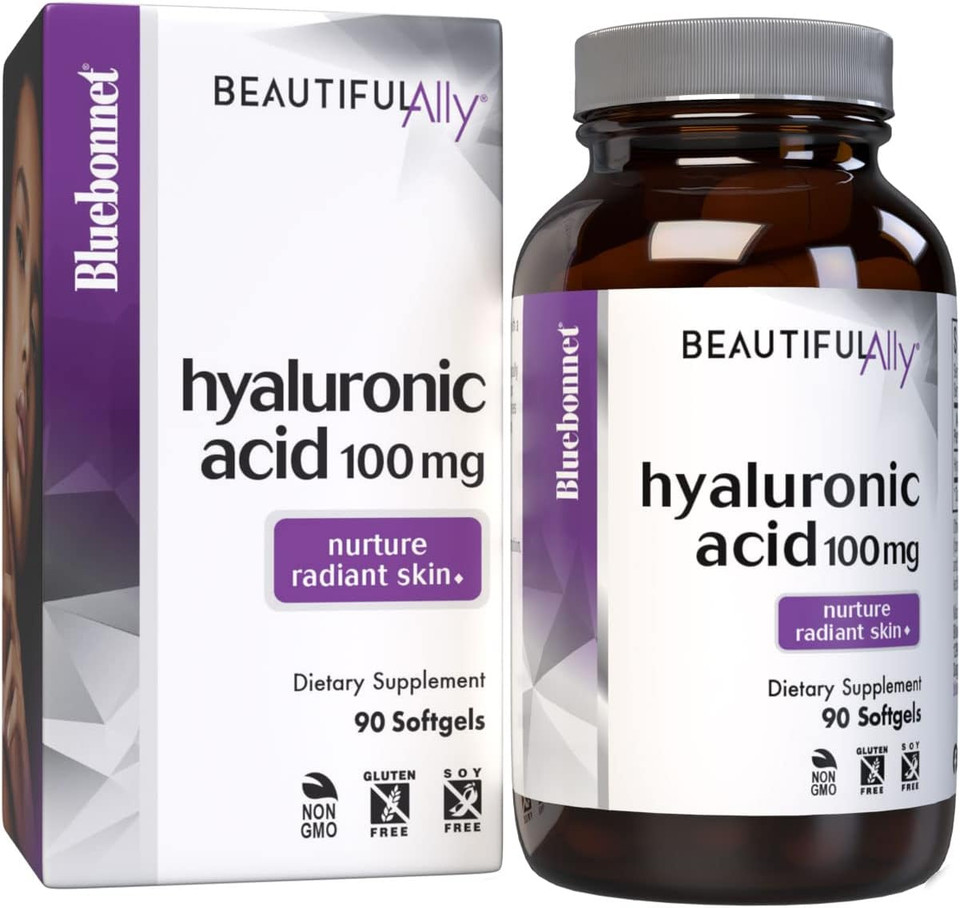 Bluebonnet Nutrition Hyaluronic Acid, Best For Hair, Skin, Nails, Skin Hydration, Beauty Nutrient, Non Gmo, Gluten Free, Soy Free, Milk Free, 90 Softgels, 90 Servings