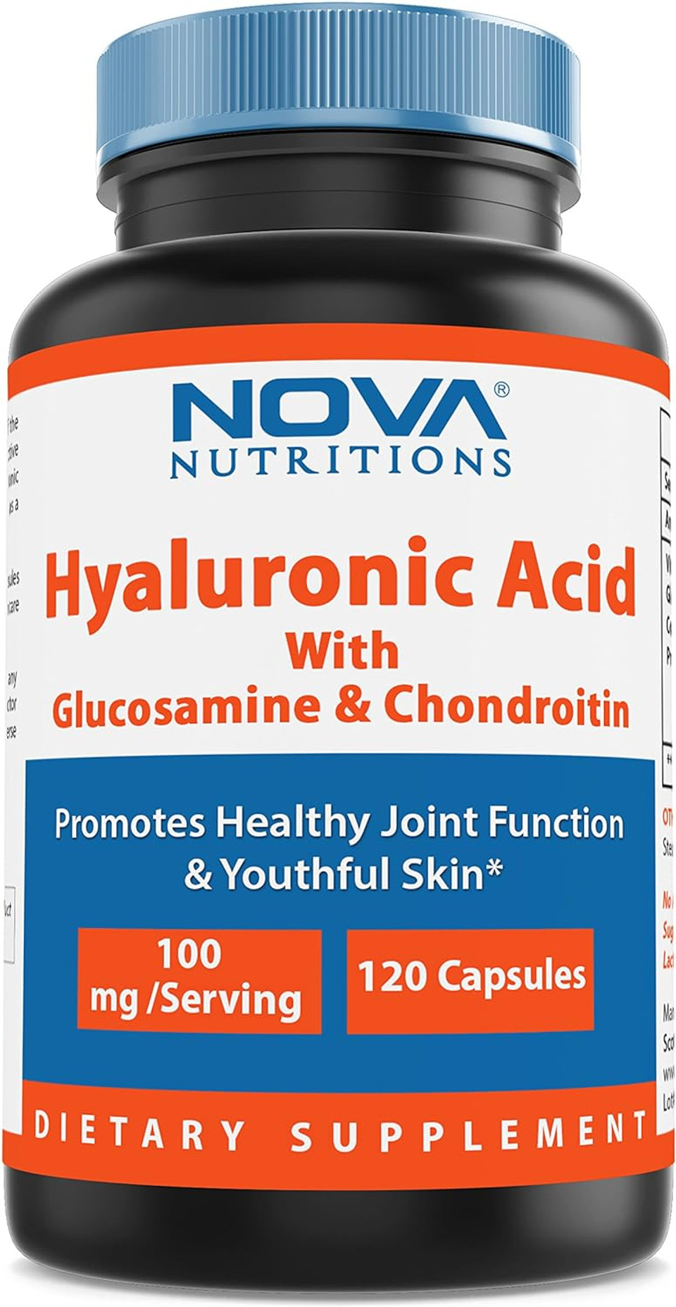 Nova Nutritions Hyaluronic Acid 100Mg/Serving - Promotes Youthful Skin & Healthy Joint Function 120 Capsules