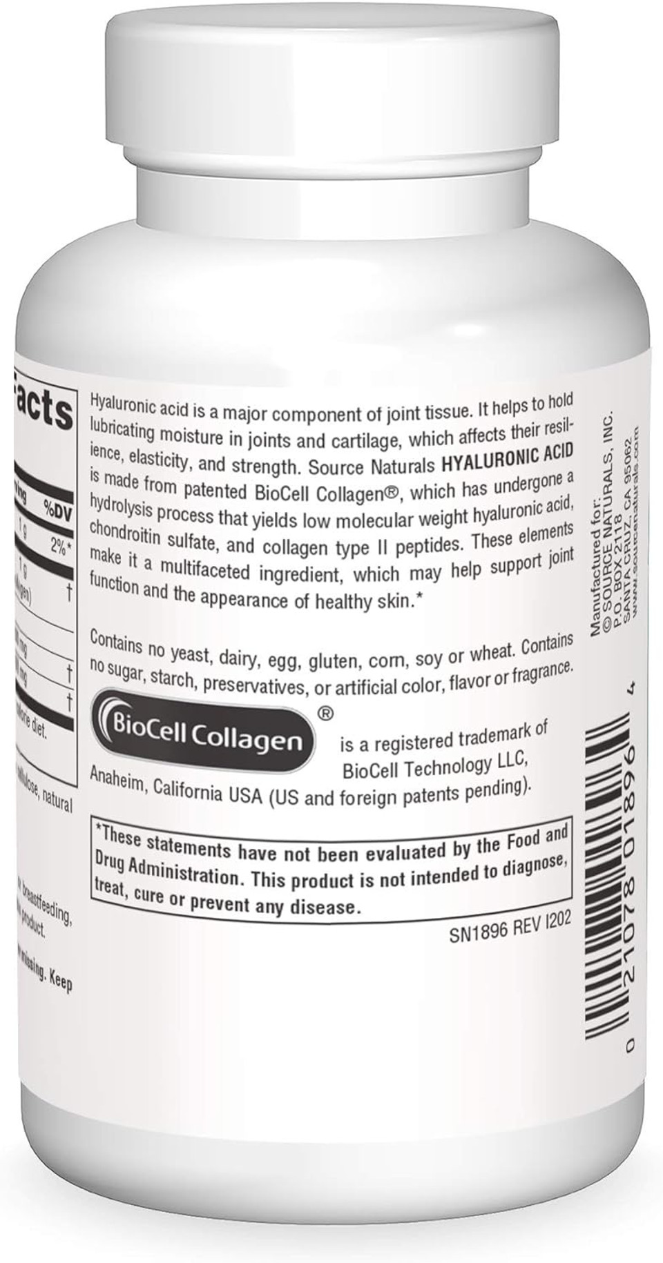 Source Naturals Hyaluronic Acid, Promotes Healthy Joints*, 50Mg - 60 Capsules60 Capsules