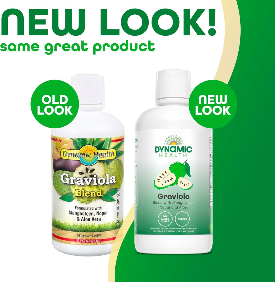 Dynamic Health Graviola Blend, Mangosteen, Nopal And Aloe, 100% Organic, No Additives, Immune System Support, Antioxidant, Vegan, Gluten Free, Non-Gmo, 32 Fl Oz