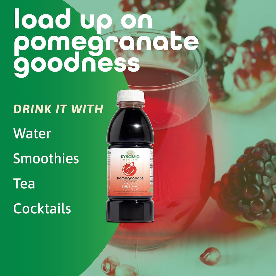 Dynamic Health Pomegranate Juice Concentrate, Natural Antioxidants And Polyphenols, No Additives Or Preservatives, Vegan, Gluten Free, 16Oz