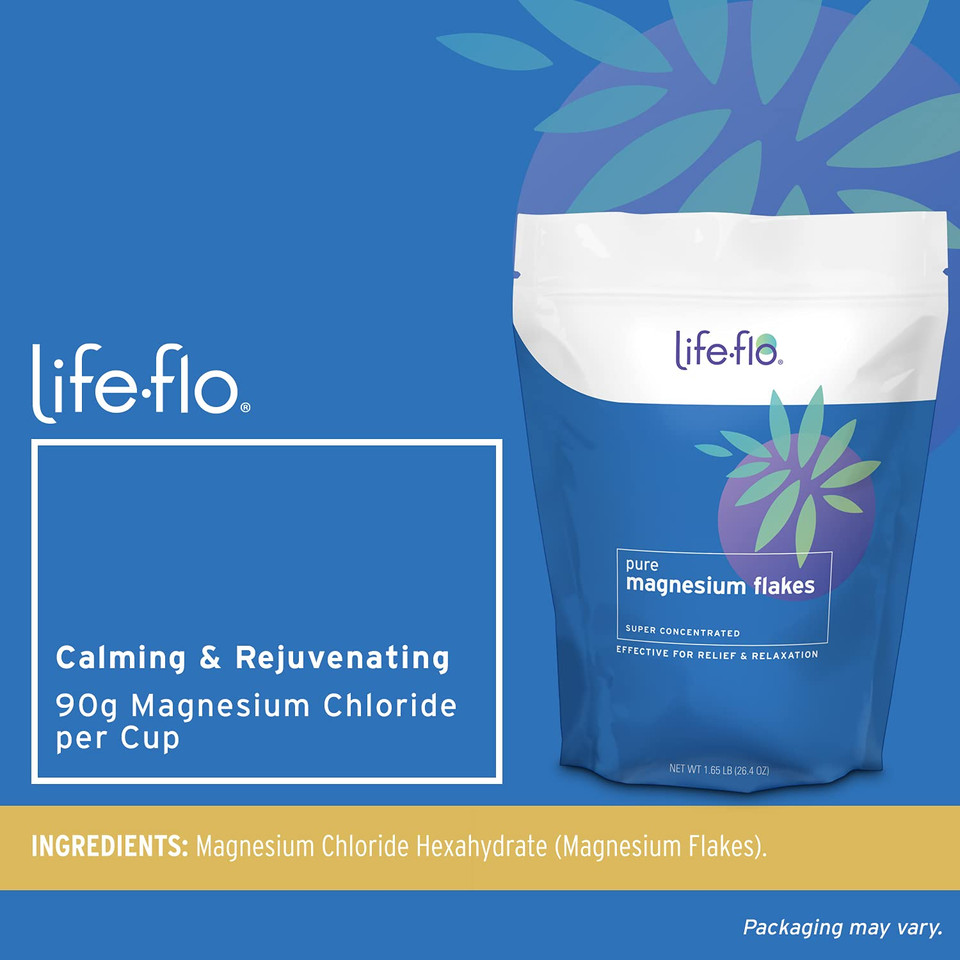 Life-Flo Pure Magnesium Flakes | Magnesium Chloride Brine From Zechstein Seabed | For Relaxing & Rejuvenating Body And Foot Soaks | 1.65 Lb1.65 Pound