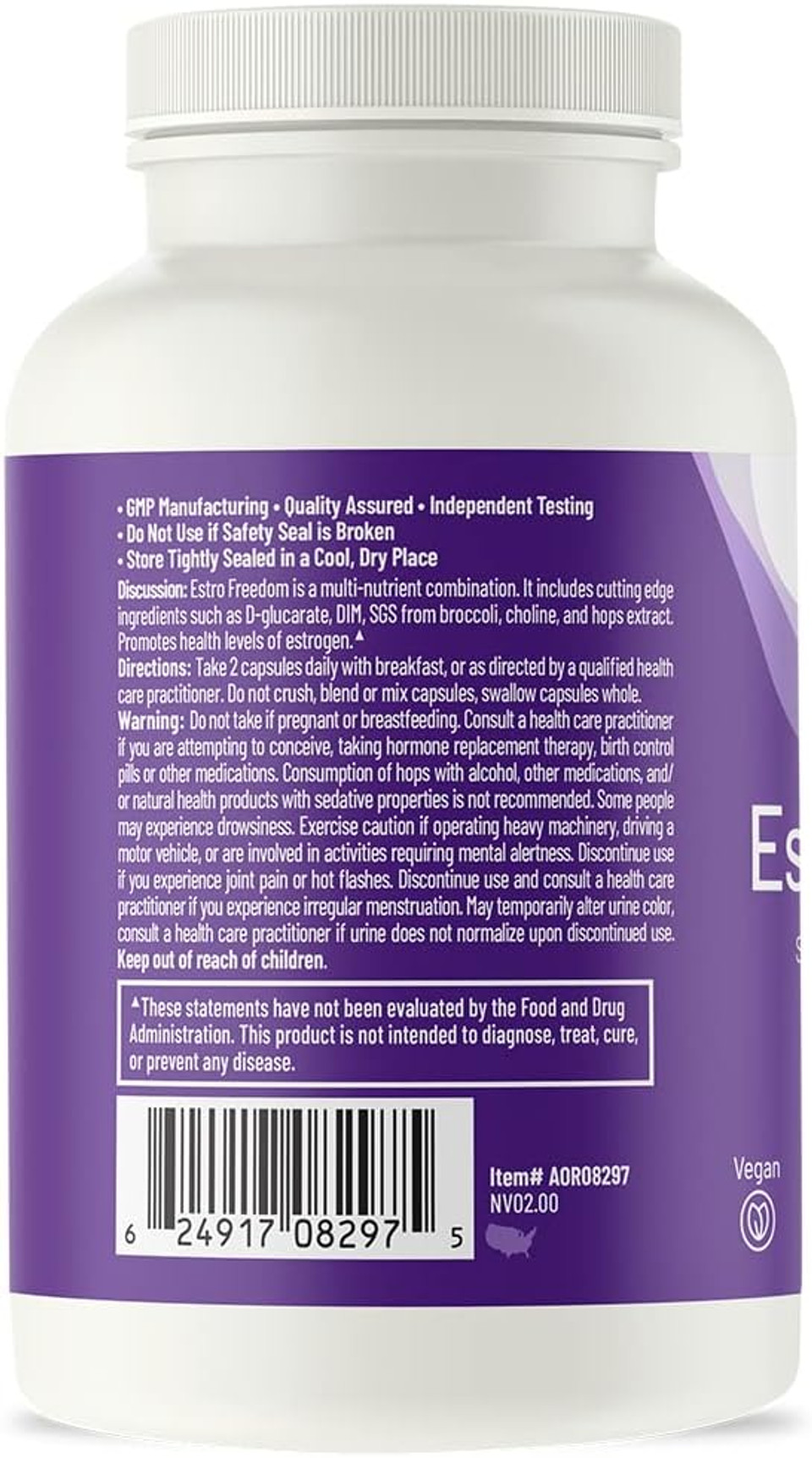 Aor, Estro Freedom, Vegan, Natural Supplement To Support Healthy Estrogen Balance And Healthy, Regular Menstruation, 60 Capsules (30 Servings)