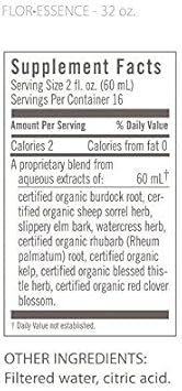 Flora Flor Essence Liquid Tea Blend 32Oz Large - Gentle Detox Cleanse With Burdock Root, Slippery Elm, Kelp, Thistle - Premium Organic Ingredients