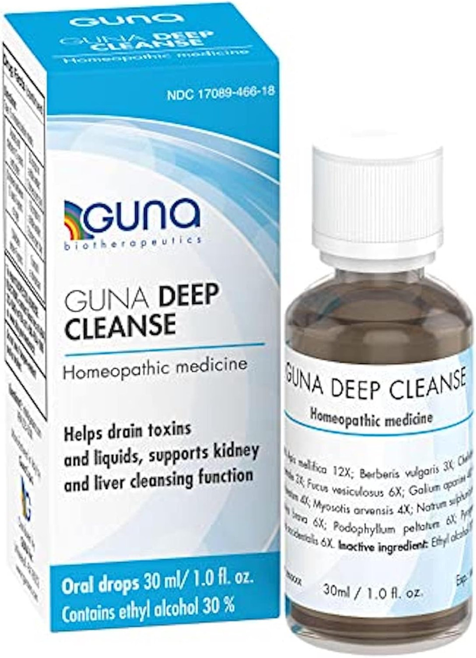 Guna Deep Cleanse Homeopathic All Natural Systemic Body Cleansing, Toxin Release, Liver And Kidney Support And Detoxification - 1 Ounce