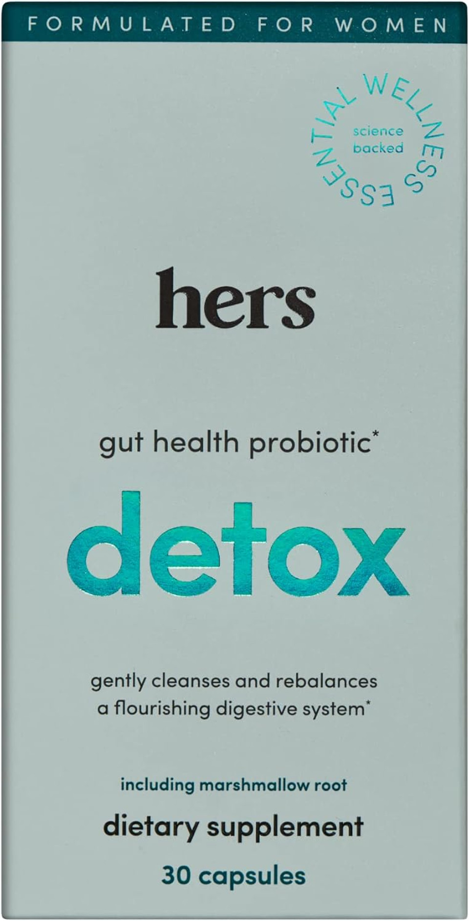 Hers Detox Supplement - Women'S Probiotic Supplement For Detoxing - Helps Support A Healthy Digestive System - Vegetarian - 30 Capsules