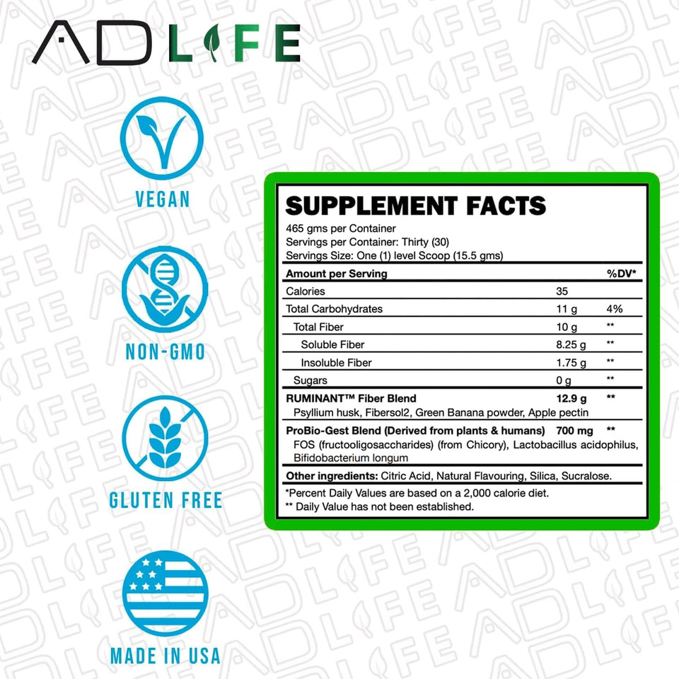 Project Ad Fiber+ Vegan Fiber Supplement Powder, Supports Gut Health And Digestive Regularity (Mango, 16.4 Oz)