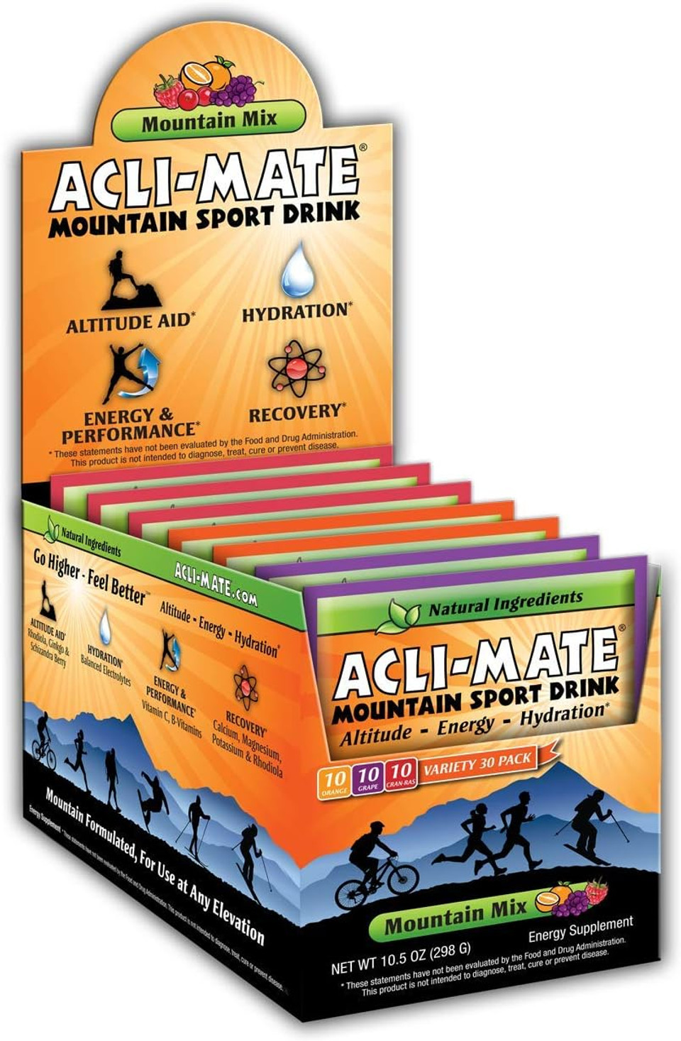Acli-Mate Mountain Sport Drink - Altitude Sickness Aid - Variety 30 Pack Carton