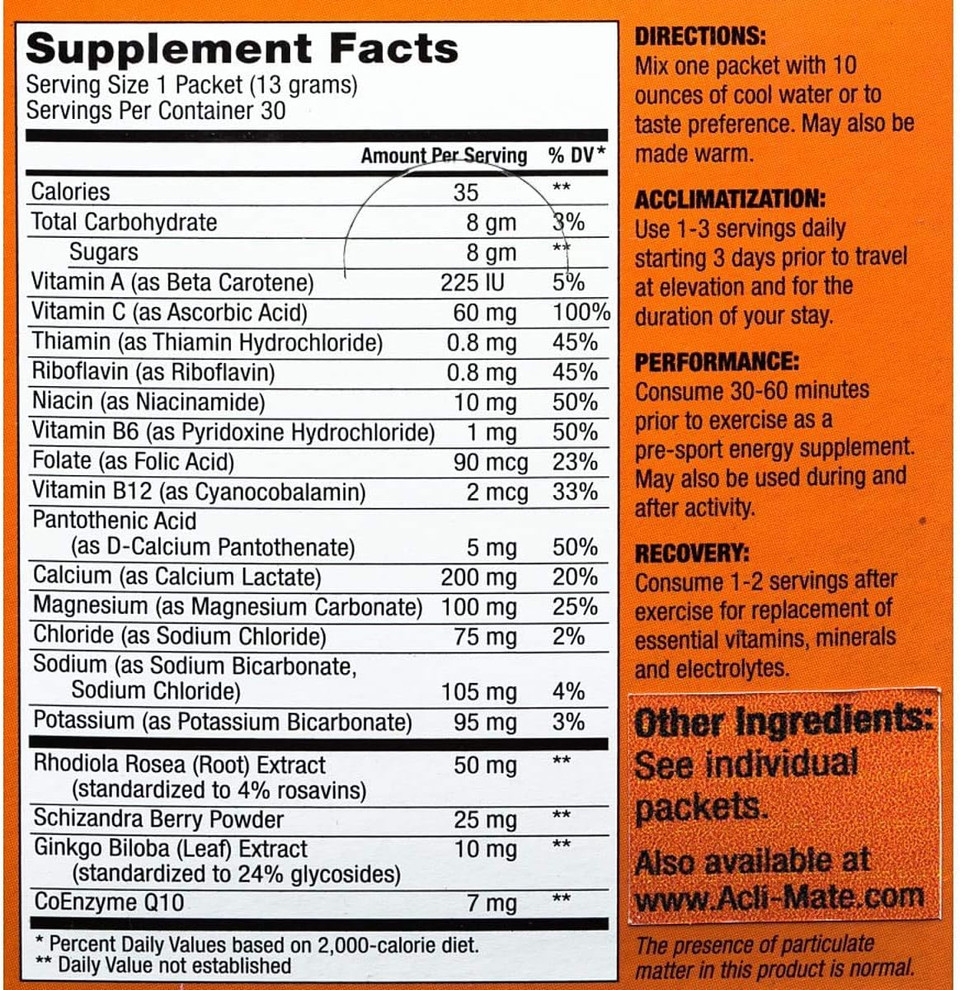 Acli-Mate Mountain Sport Drink - Altitude Sickness Aid - Variety 30 Pack Carton