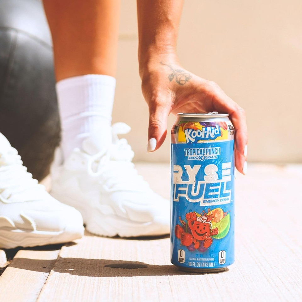 Ryse Fuel Sugar Free Energy Drink | Vegan Friendly, Gluten Free | No Fillers & No Artificial Colors | 0 Calories | 200Mg Natural Caffeine | 12 Pack (Kool Aid)
