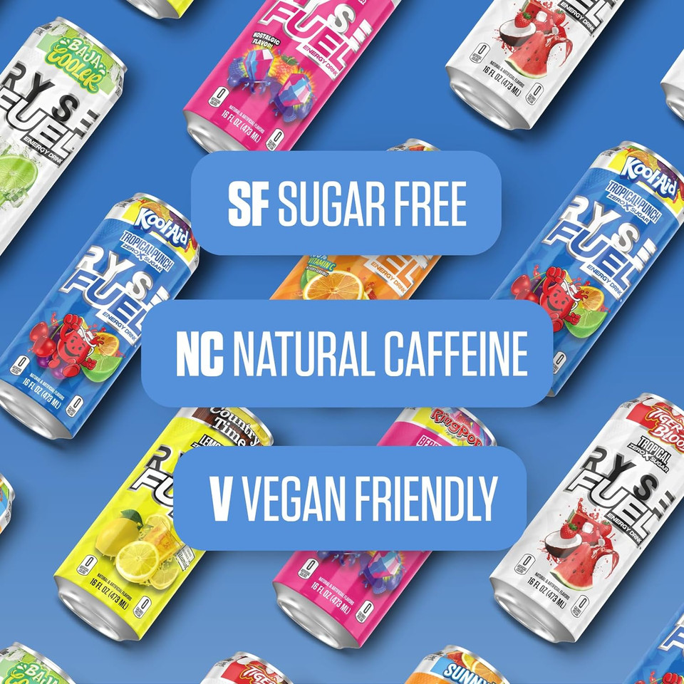 Ryse Up Supplements Ryse Fuel Sugar Free Energy Drink | Vegan Friendly, Gluten Free | 0 Calories | 200Mg Natural Caffeine | 12 Pack (Variety Pack)